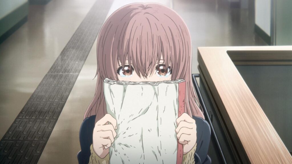 Shouko Nishimiya holding a notebook