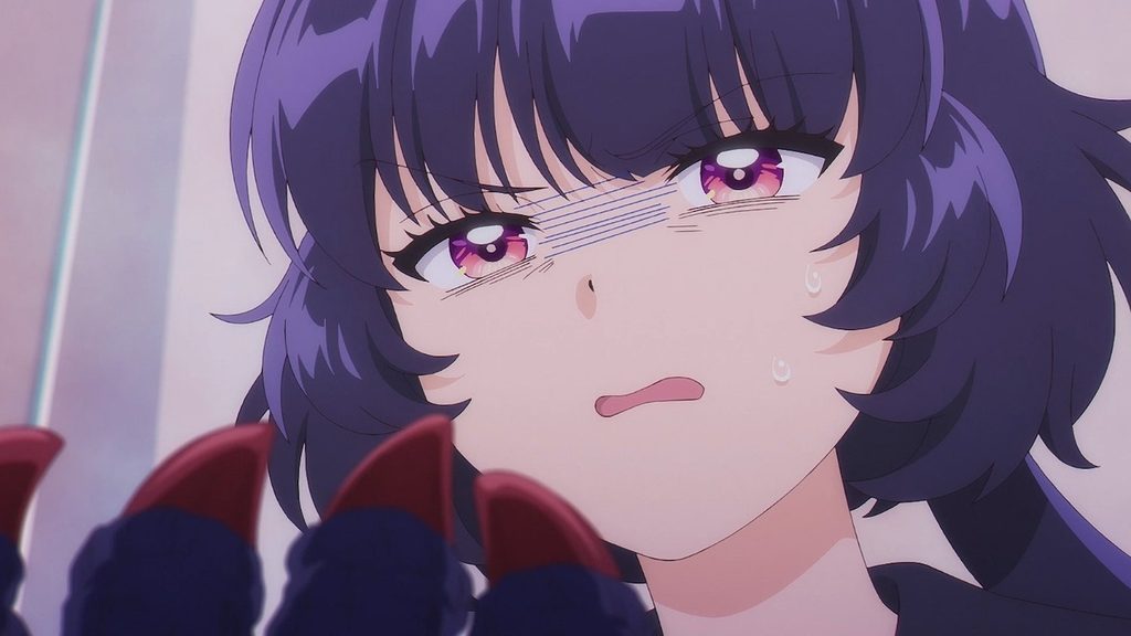 Kuroe Akaishi looking at her Kaiju hands in disgust. 